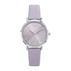 Montre Femme Boîtier Argenté Bracelet Cuir Violet – 699456