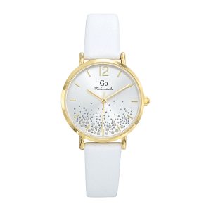 Montre Femme Boîtier Doré Bracelet Cuir Blanc – 699458