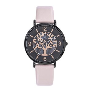 Montre Femme Boîtier Noir Bracelet Cuir Rose – 699481