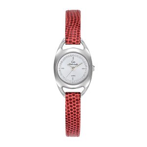 Montre Femme Boîtier Argenté Bracelet Cuir Rouge – 699489