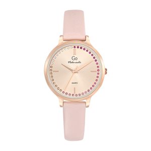 Montre Femme Boîtier Doré rose Bracelet Cuir Rose – 699496