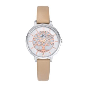 Montre Femme Boîtier Argenté Bracelet Cuir Beige – 699522