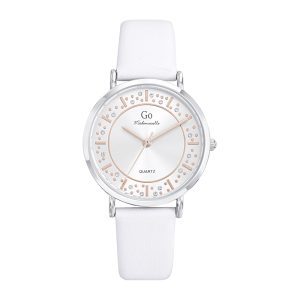 Montre Femme Boîtier Argenté Bracelet Cuir Blanc – 699529