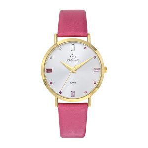 Montre Femme Boîtier Doré Bracelet Cuir Fuchsia – 699538