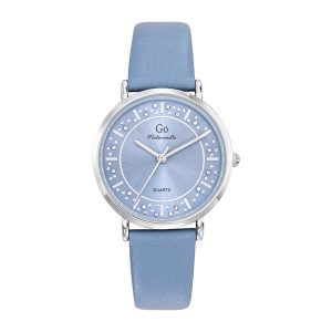 Montre Femme Boîtier Argenté Bracelet Cuir Bleu – 699587