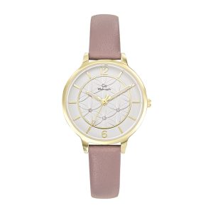 Montre Femme Boîtier Doré Bracelet Cuir Rose – 699598