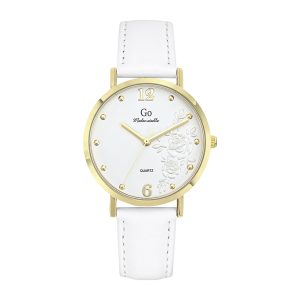 Montre Femme Boîtier Doré Bracelet Cuir Blanc – 699600