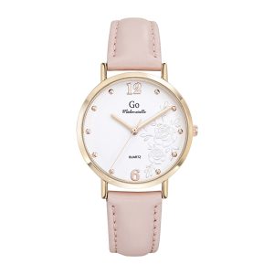Montre Femme Boîtier Doré rose Bracelet Cuir Rose – 699601