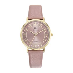 Montre Femme Boîtier Doré Bracelet Cuir Rose – 699602
