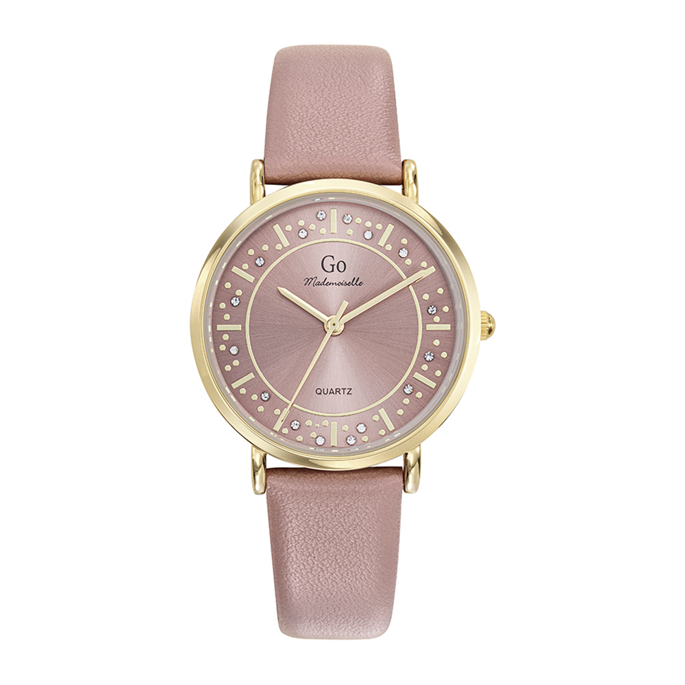 Montre Femme Boîtier Doré Bracelet Cuir Rose – 699602