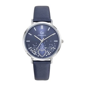Montre Femme Boîtier Argenté Bracelet Cuir Bleu – 699604