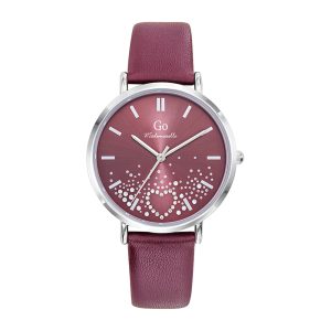 Montre Femme Boîtier Argenté Bracelet Cuir Rouge – 699605