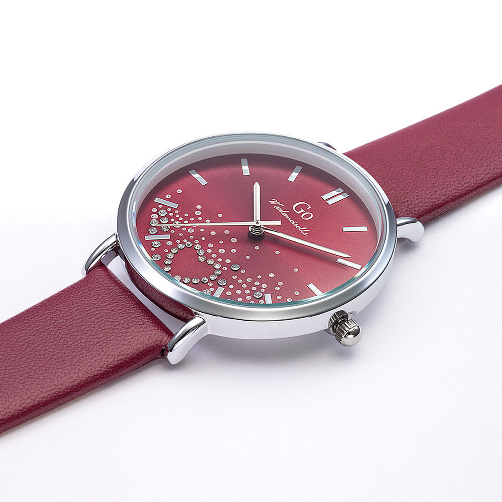 Montre Femme Boîtier Argenté Bracelet Cuir Rouge – 699605 – Image 2