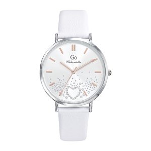 Montre Femme Boîtier Argenté Bracelet Cuir Blanc – 699606