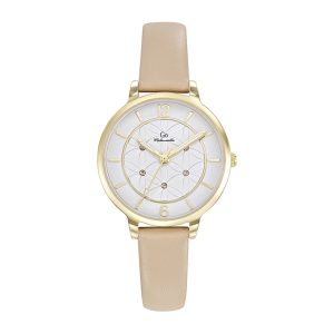 Montre Femme Boîtier Doré Bracelet Cuir Beige – 699608