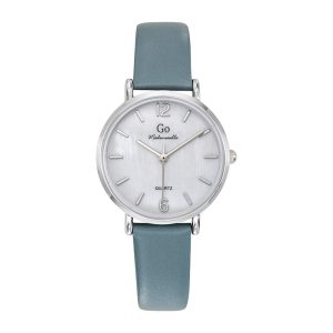 Montre Femme Boîtier Argenté Bracelet Cuir Vert – 699616