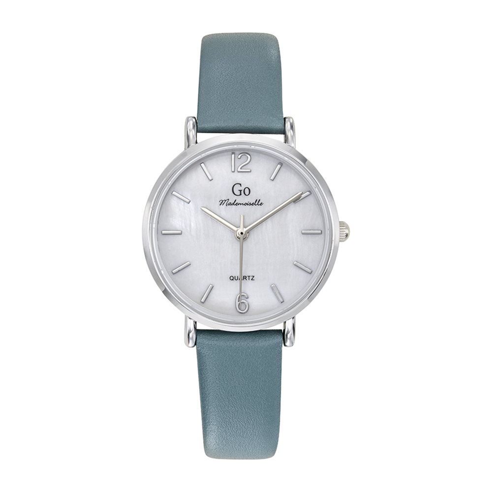 Montre Femme Boîtier Argenté Bracelet Cuir Vert – 699616