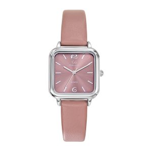 Montre Femme Boîtier Argenté Bracelet Cuir Rose – 699617