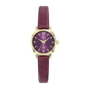 Montre Femme Boîtier Doré Bracelet Cuir Violet – 699620