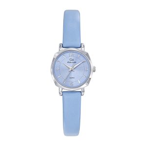 Montre Femme Boîtier Argenté Bracelet Cuir Bleu – 699621