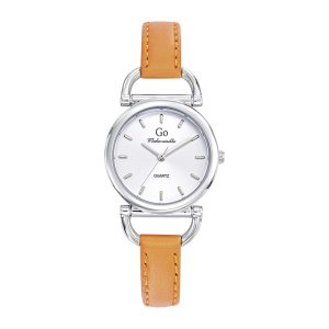 Montre Femme Boîtier Argenté Bracelet Cuir Orange – 699626