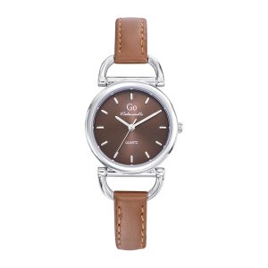 Montre Femme Boîtier Argenté Bracelet Cuir Marron – 699627