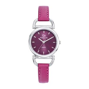 Montre Femme Boîtier Argenté Bracelet Cuir Rose – 699629