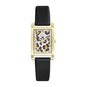 Montre Femme Boîtier Doré Bracelet Cuir Noir – 699632