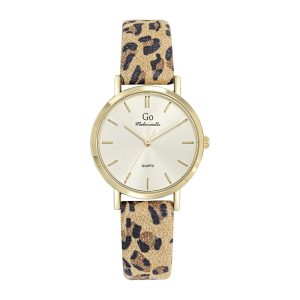 Montre Femme Boîtier Doré Bracelet Cuir Marron – 699636