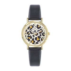 Montre Femme Boîtier Doré Bracelet Cuir Noir – 699638