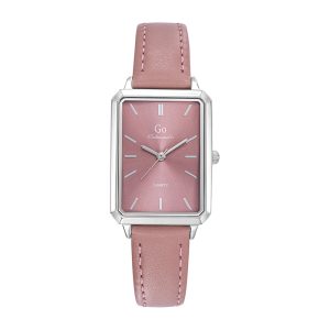 Montre Femme Boîtier Argenté Bracelet Cuir Rose – 699640