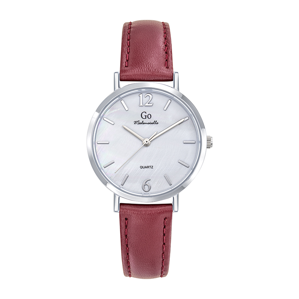 Montre Femme Boîtier Argenté Bracelet Cuir Rouge – 699647