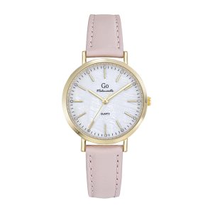 Montre Femme Boîtier Doré Bracelet Cuir Rose – 699651