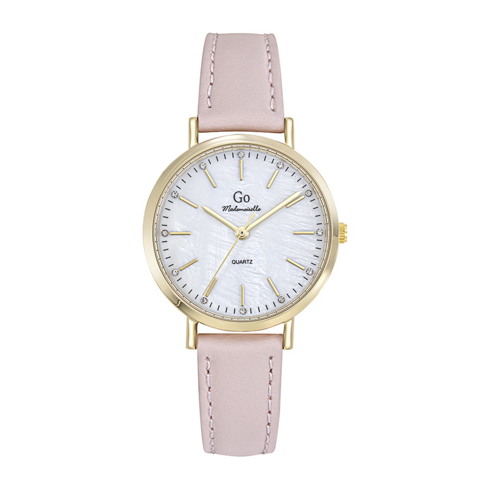 Montre Femme Boîtier Doré Bracelet Cuir Rose – 699651