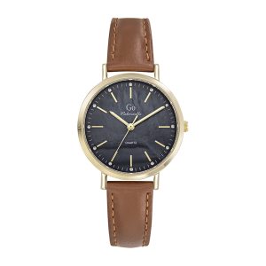 Montre Femme Boîtier Doré Bracelet Cuir Marron – 699652