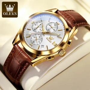 Montre quartz marron cadran blanc