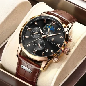 Montre de Luxe Bracelet cuir Cadran Noir