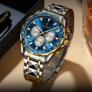 Montre quartz homme bracelet argent et doré