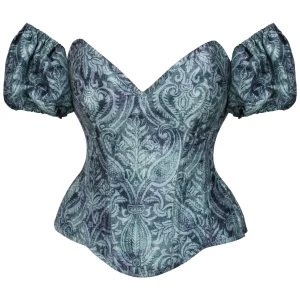 Blue Print Overbust Corset with Detachable Sleeves