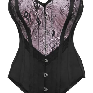 Pink and Black Overbust Lingerie Corset