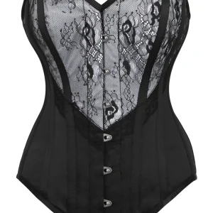 Silver and Black Overbust Lingerie Corset