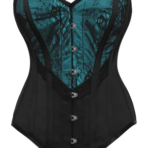 Turquiose and Black Overbust Lingerie Corset