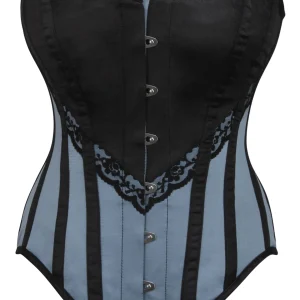 Black and Grey Waist Taming Overbust Corset