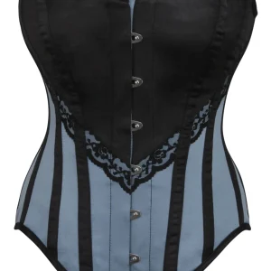 Black and Grey Waist Taming Overbust Corset