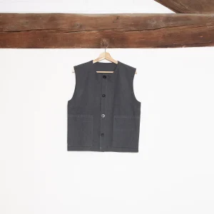 Gilet col rond texturé Ardoise