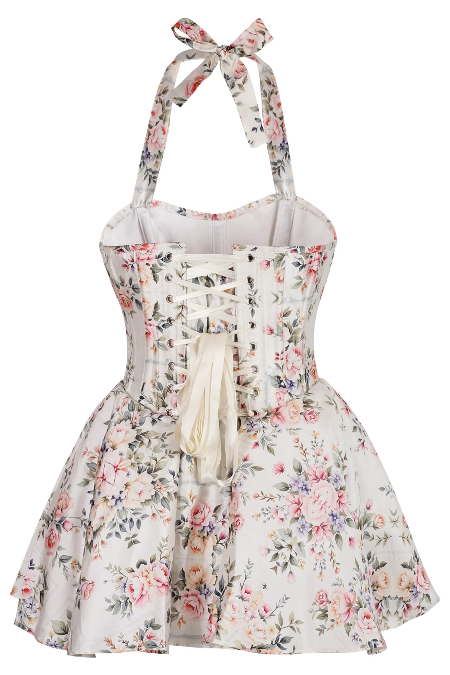 Vintage Rose Halter Corset Dress – Image 2