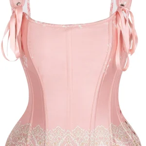 Blush Brocade Overbust Corset with Shoulder Straps