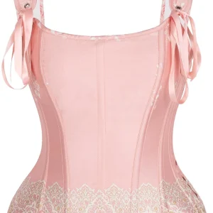 Blush Brocade Overbust Corset with Shoulder Straps