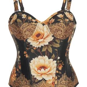 Baroque Bloom Overbust Corset with Adjustable Straps