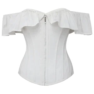 Marigold Top corset en coton blanc à manches à volants